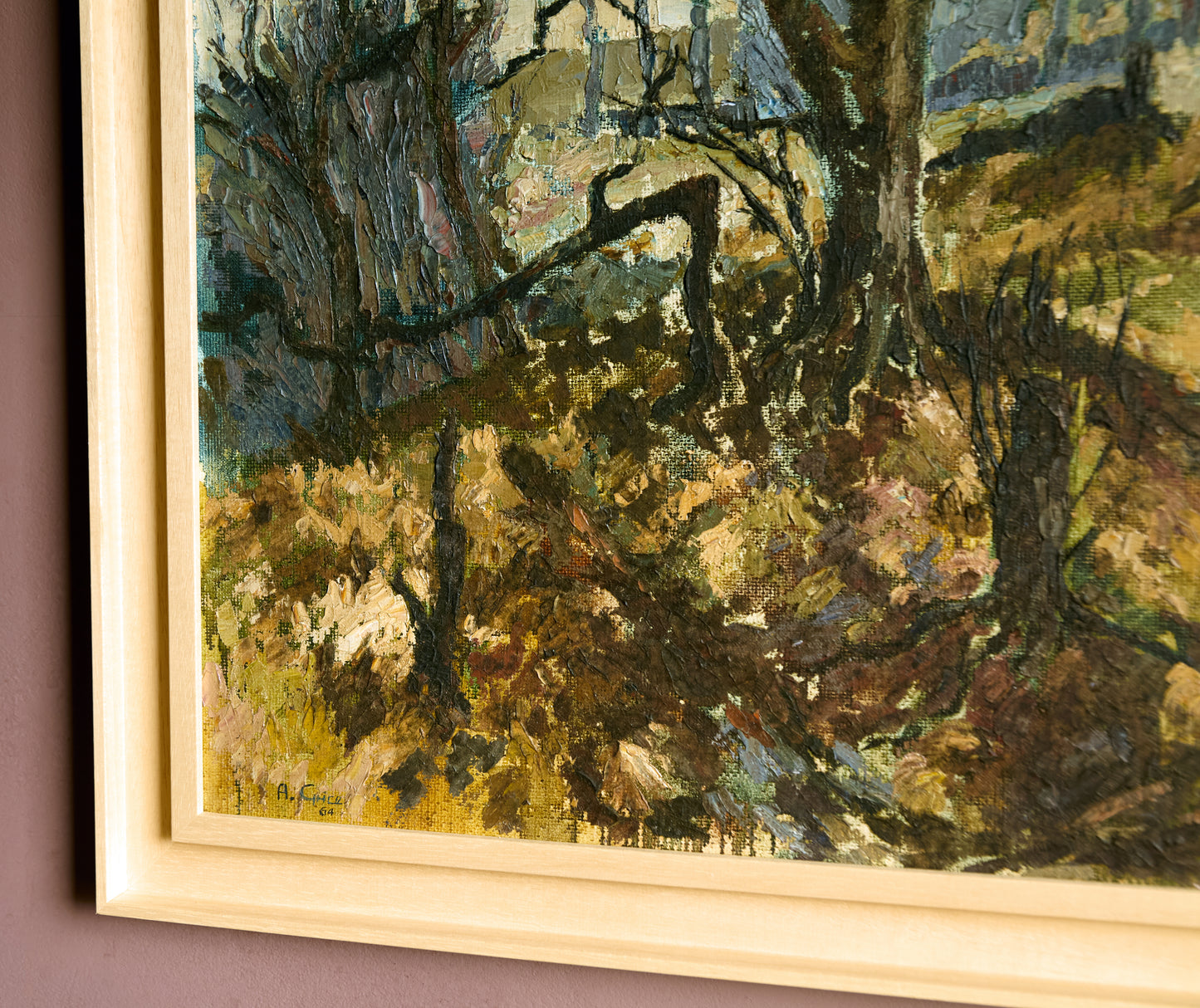 Oil Painting - Winter Woods Landscape - Signed and dated 1964