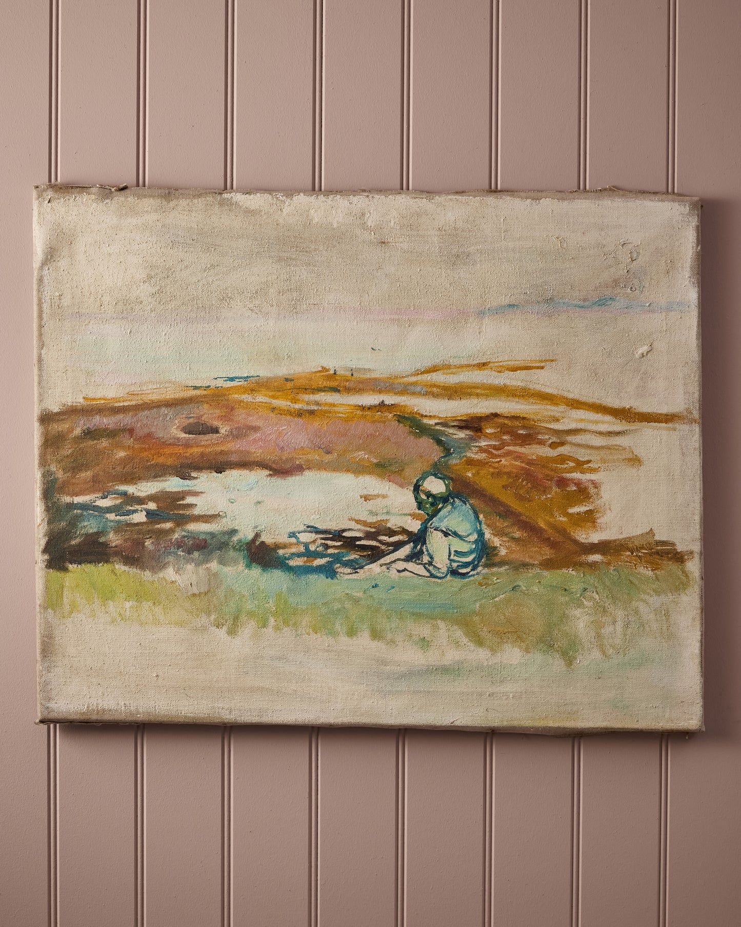 Figure on a Beach - Oil Painting - Pauline Salmon (1927- 2022)