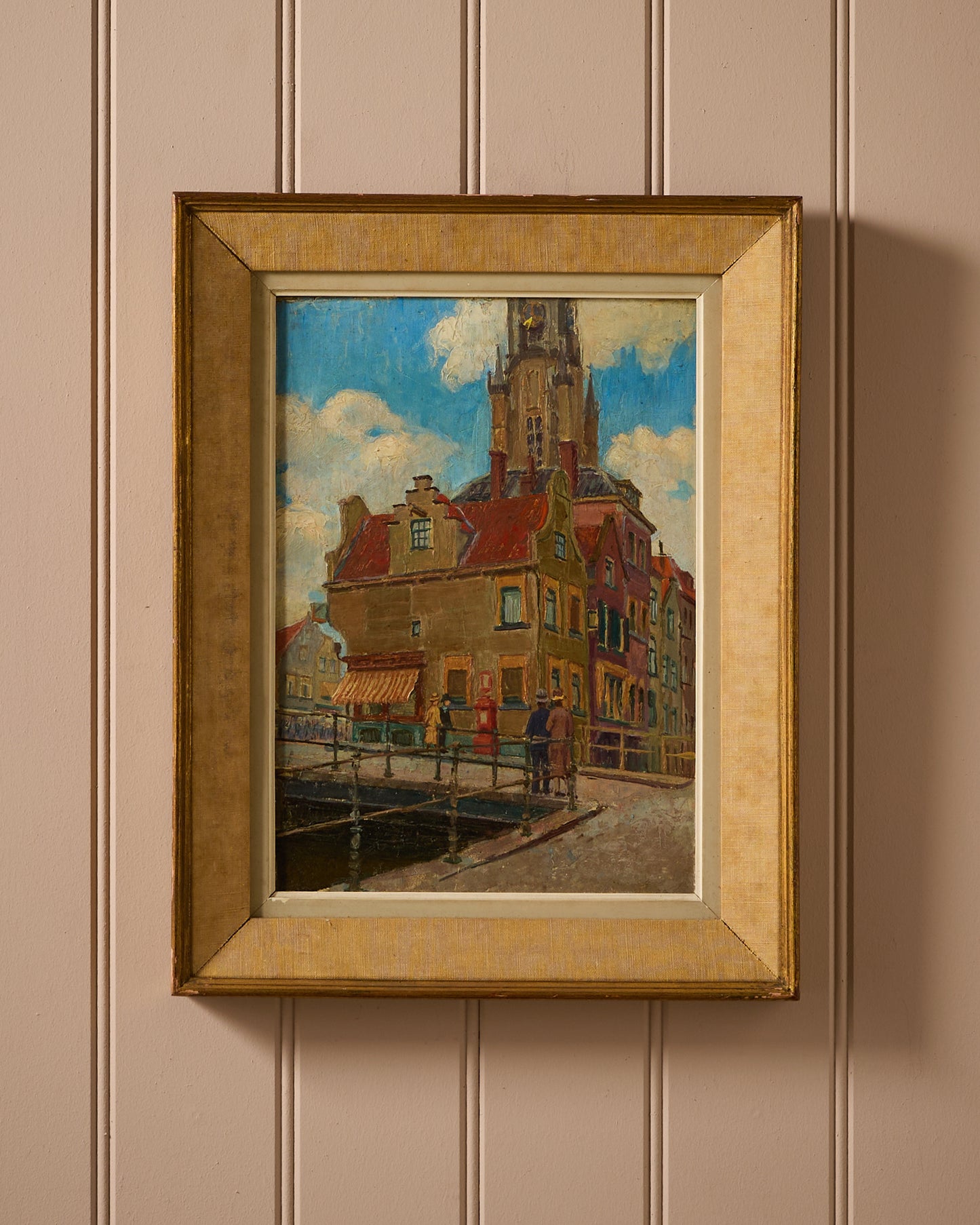 Amsterdam Street Scene - Oil on Panel