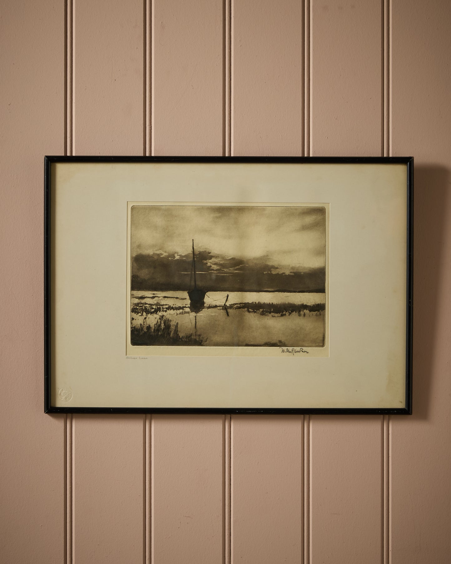 Boat on Lake - Etching - Lake District Scene - Signed