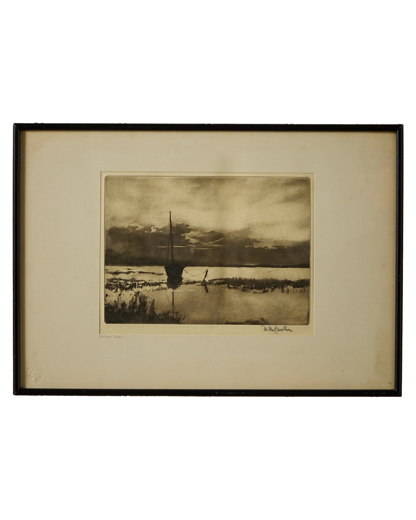 Boat on Lake - Etching - Lake District Scene - Signed