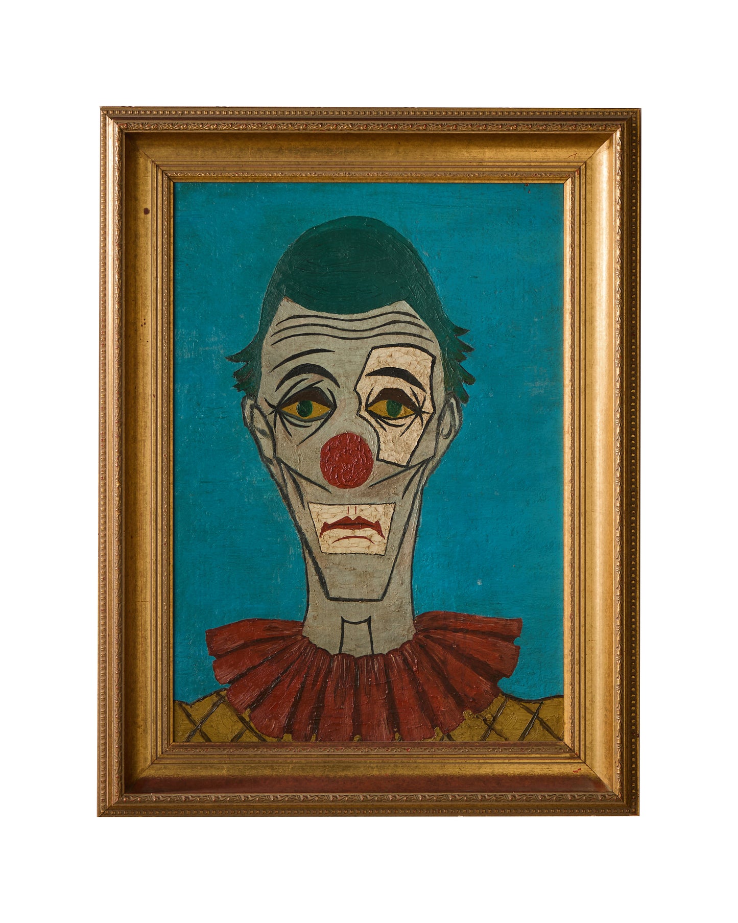 Large French Oil on Board - Portrait of a Clown