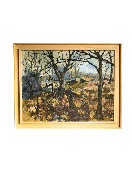 Oil Painting - Winter Woods Landscape - Signed and dated 1964