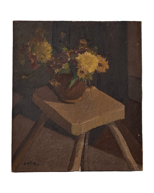 Flowers Still Life - Oil on Board - Signed Claire Collas