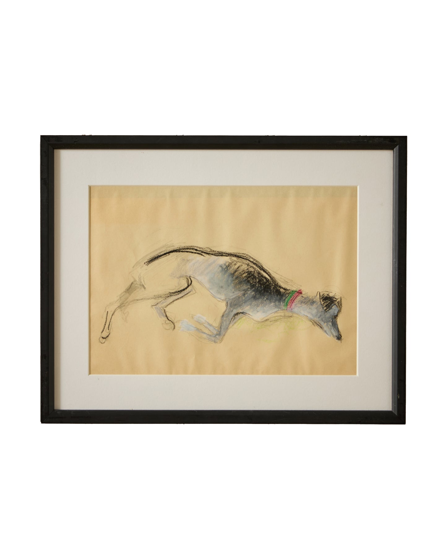 Sleeping Greyhound II - Audrey Lanceman (b.1931) - Charcoal and Chalk
