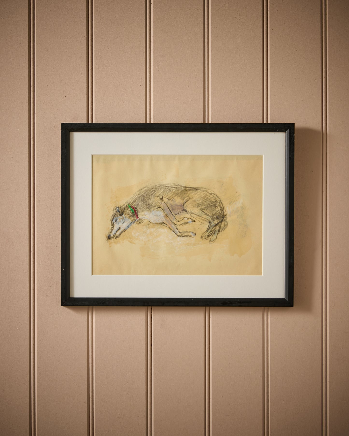 Sleeping Greyhound III - Audrey Lanceman (b.1931) - Charcoal and Chalk