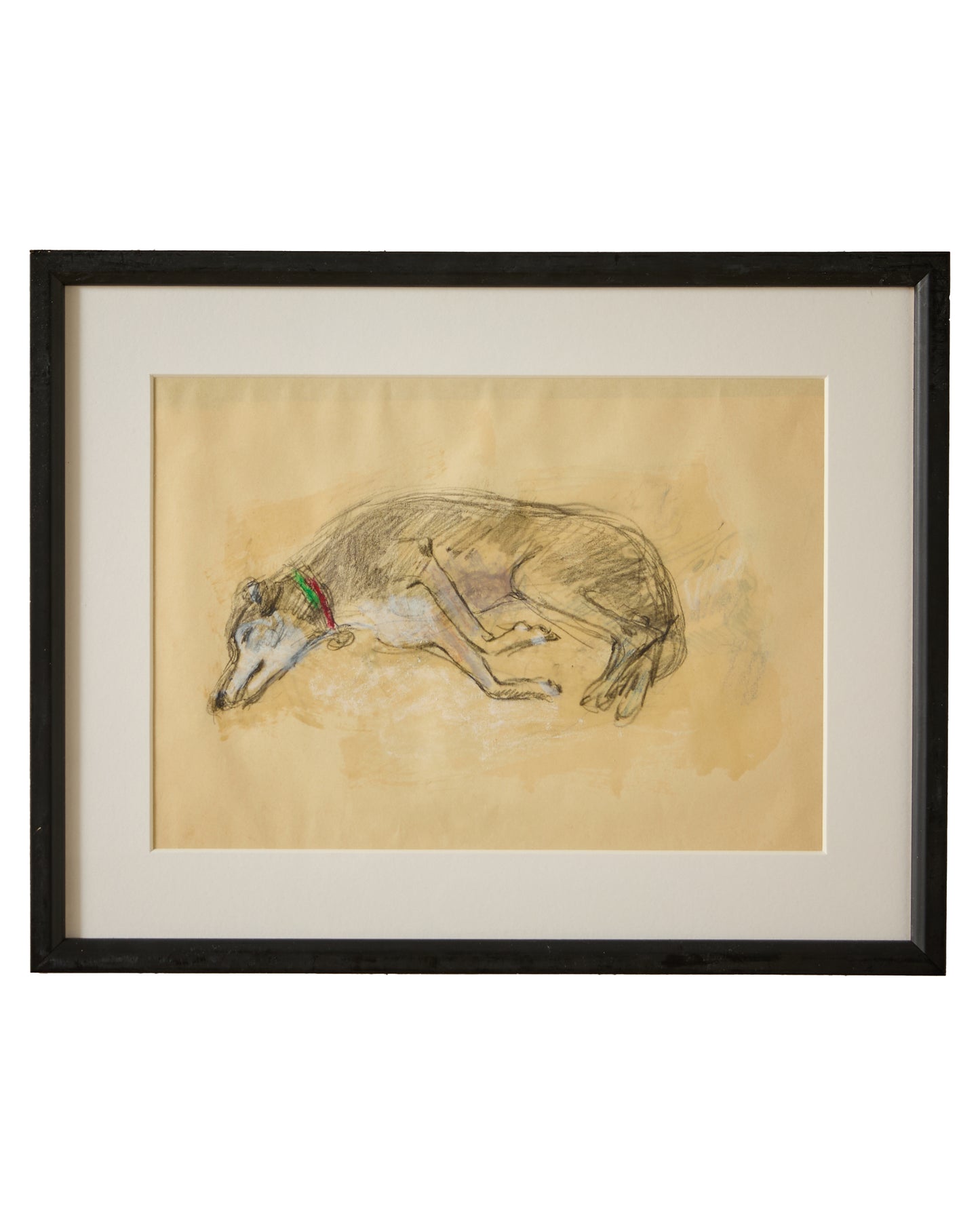 Sleeping Greyhound III - Audrey Lanceman (b.1931) - Charcoal and Chalk