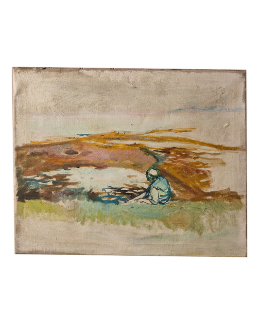 Figure on a Beach - Oil Painting - Pauline Salmon (1927- 2022)