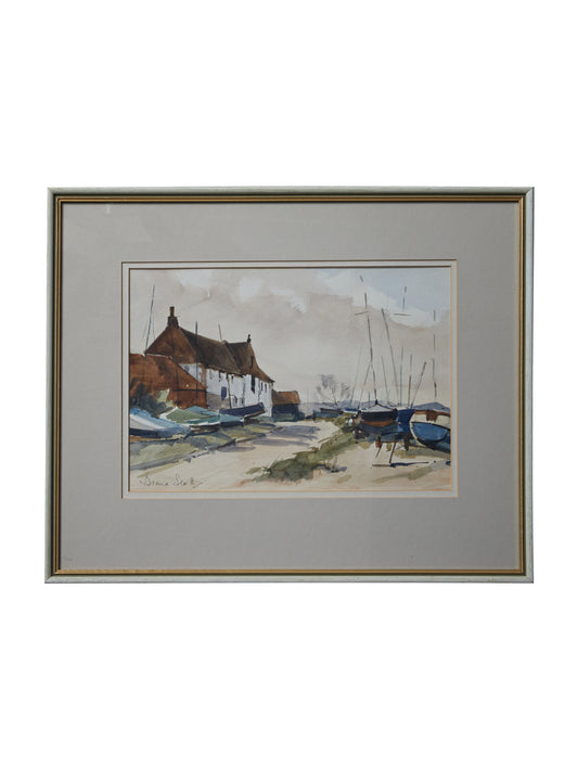 Sailboats in Harbour - Signed Diane Scott