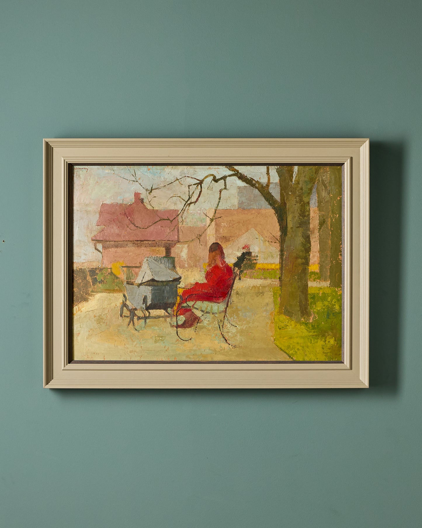 British Oil on Board  - Winter Park Scene - Signed